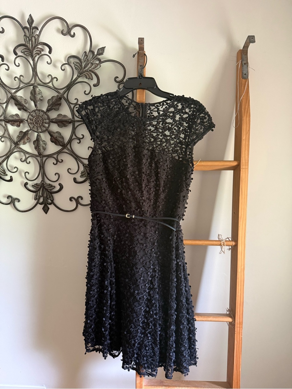 Calvin Klein Black Lace A-Line Mini Dress